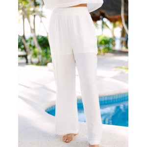 Relaxed Fun White High Rise Pants