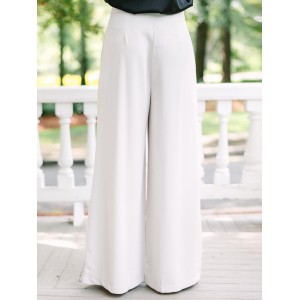 Cream White Wide Leg Trousers