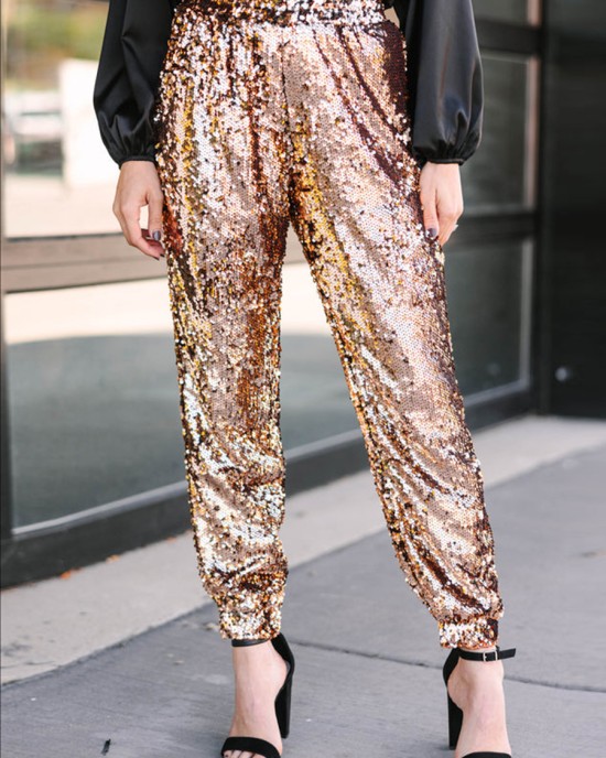 Copper color Sequin Joggers