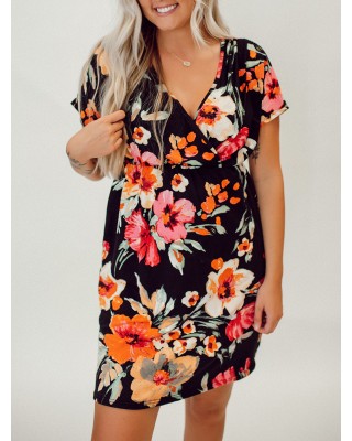 Tropical floral pattern dress