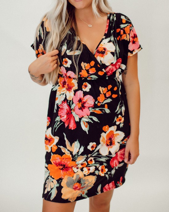 Tropical floral pattern dress