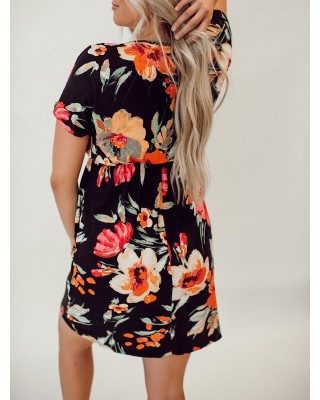 Tropical floral pattern dress