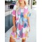 Contrast geometric pattern pleated dress