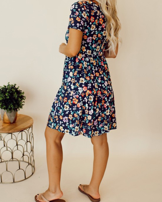 Navy Blue Flower Doll Dress