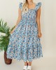 Floral pleated mid length dress