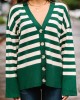 Green Striped Cardigan