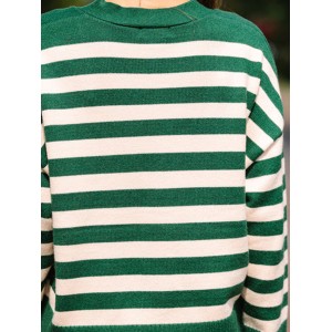 Green Striped Cardigan