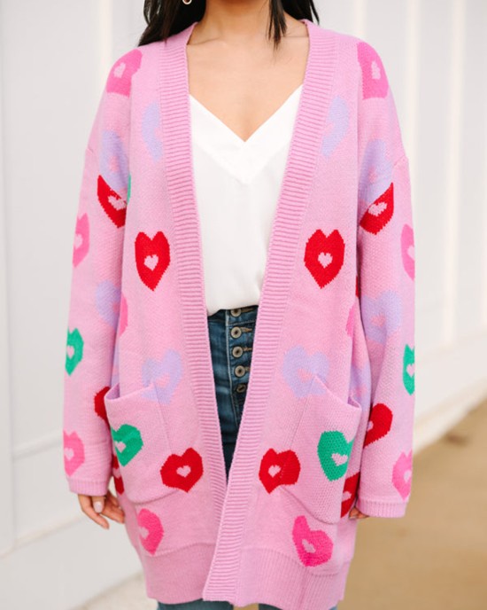 Pink Heart Cardigan