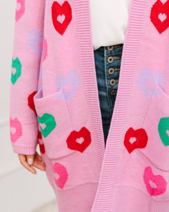 Pink Heart Cardigan