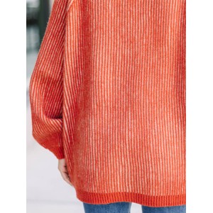 Orange Ribbed Cardigan