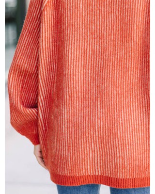 Orange Ribbed Cardigan