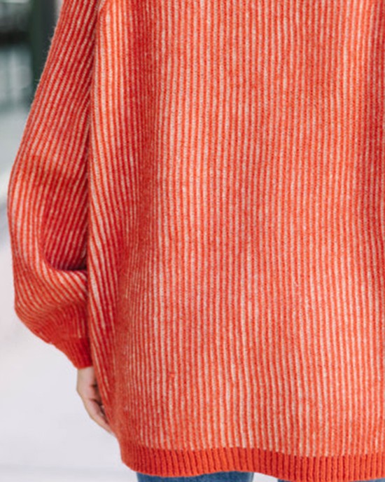 Orange Ribbed Cardigan