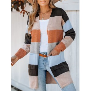 Women's casual striped cardigan