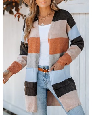 Women's casual striped cardigan