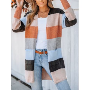 Women's casual striped cardigan