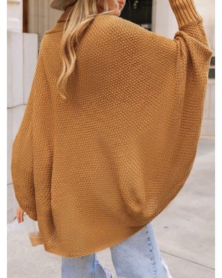 Camel Textured Knit Cardigan