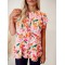 Pink and orange floral pattern pleated top