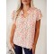 Flower pattern tie up layered short sleeved top