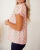 Flower pattern tie up layered short sleeved top