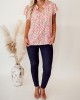 Flower pattern tie up layered short sleeved top