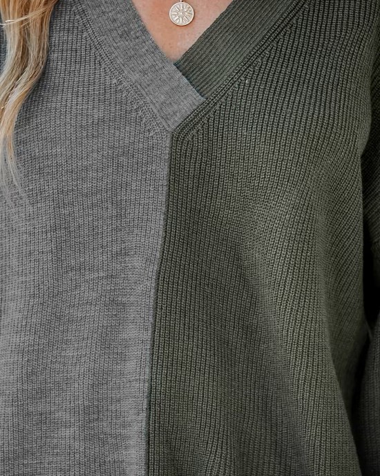 Two-tone ribbed sweatshirt