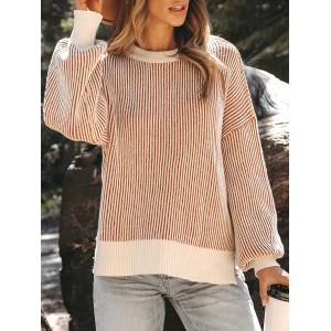 women's casual striped crew neck sweater