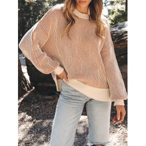 women's casual striped crew neck sweater