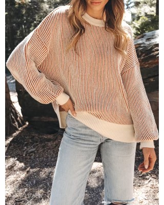 women's casual striped crew neck sweater