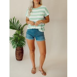 Green striped pocket T-shirt