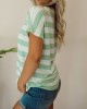 Green striped pocket T-shirt