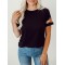 Rose embroidered black T-shirt