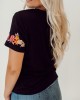 Rose embroidered black T-shirt