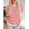 Red striped bubble sleeved sweater top